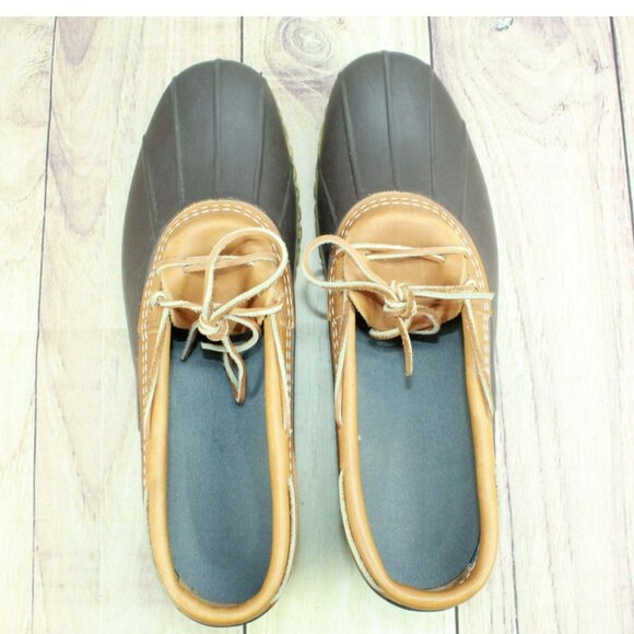 LL Bean Brown Rubber Slip On Unlined Moccasin Gumshoes Duck Boots Size 14 Narrow - Picture 6 of 7